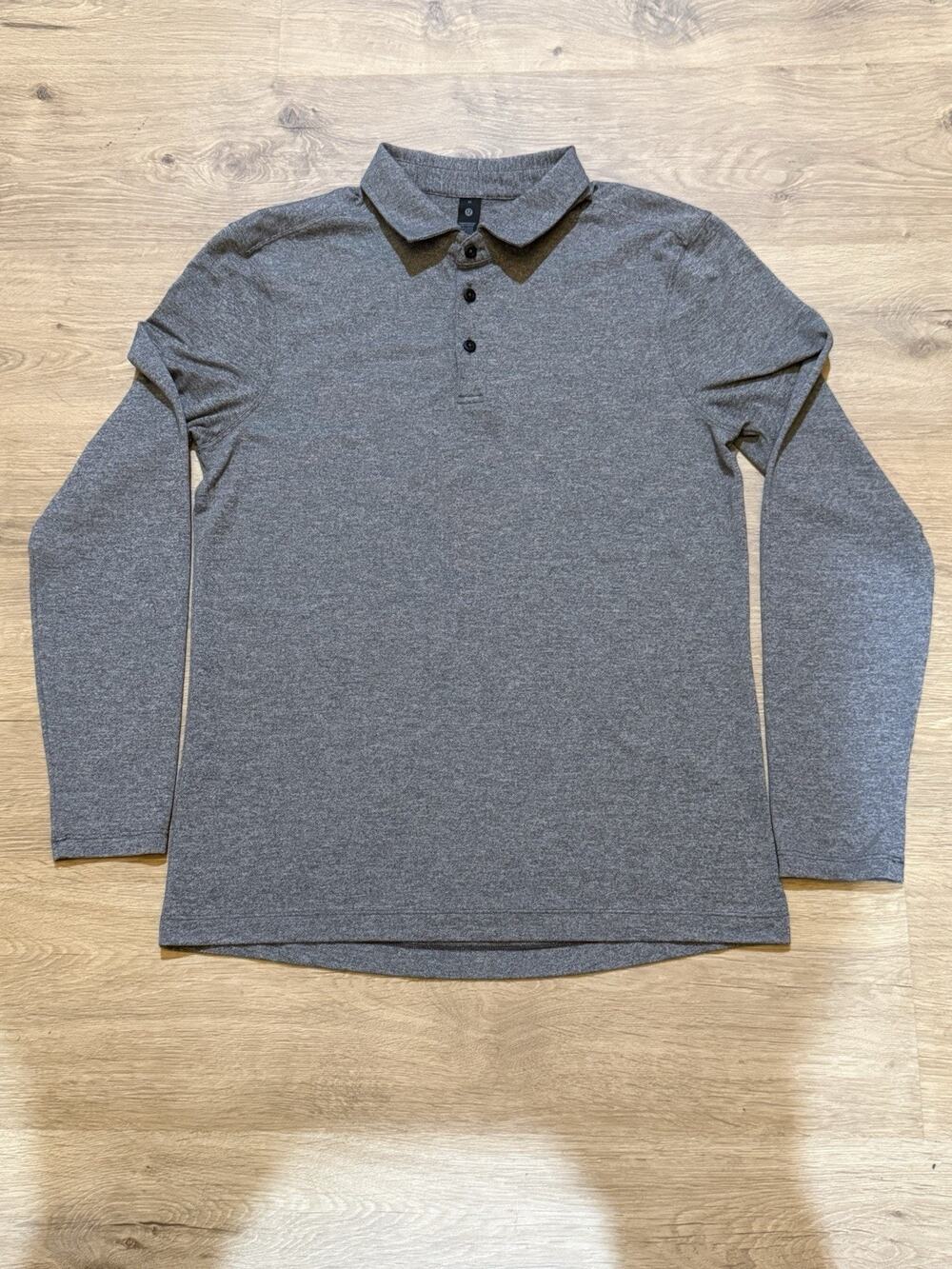 Lululemon Evolution Long Sleeve Polo Shirt Mens Medium Gray Heather Performance